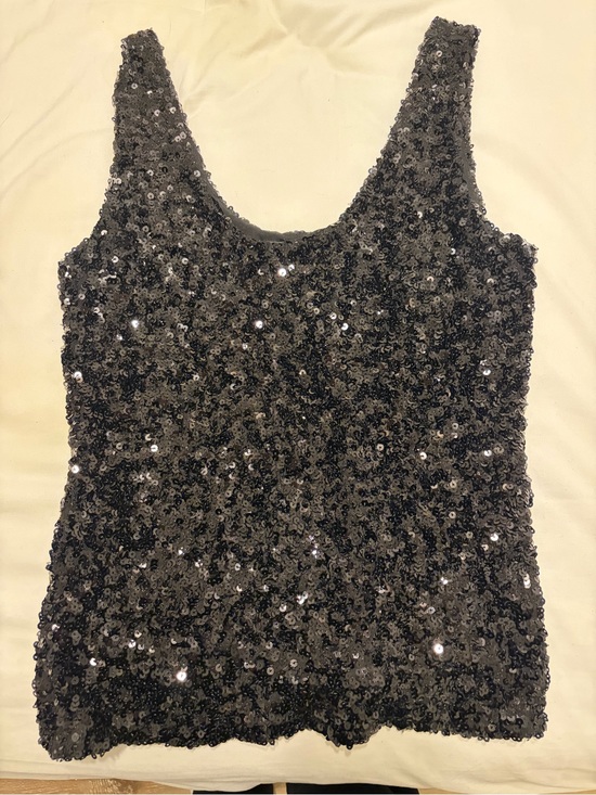 Sophie Rue Tops - Sophie Rue Black Sequin Scoop Neck Tank